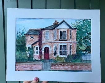 Custom house watercolour painting COMMISSION, custom portrait, HOUSE PORTRAIT, personalised painting, gift ideas