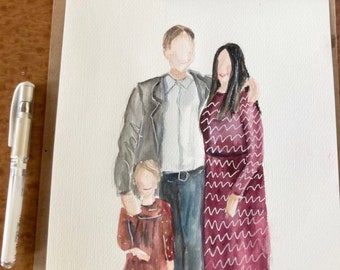 Personalised  ILLUSTRATION, watercolour PORTRAIT commissions, individual , couple or family portrait