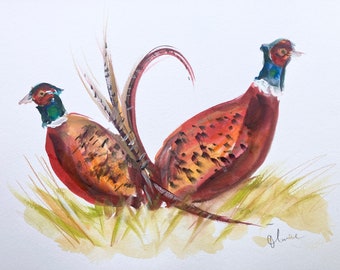 original watercolour painting watercolour art,  original art, Pheasant