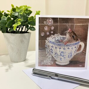 Paquete de 6 tarjetas de bellas artes, tarjeta de FELICITACIÓN, con sobre 14 x 14 cm MOUSE