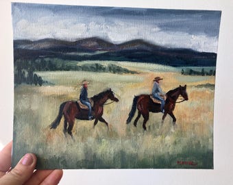 Original Cowboy Acrylgemälde: Western Art, 10x8" Leinwand