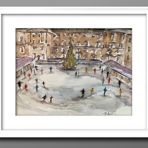 AQUARELLE , NEW YORK , patineurs sur glace image 1