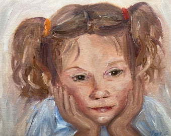 Classical children oil portraits- handpainted People portrait- painting commission- CHILDRENS PORTRAIT