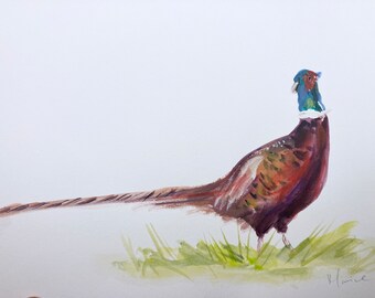 original watercolour painting watercolour art,  original art, Pheasant