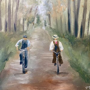Mini original vintage style  painting, hand painted, traditional art