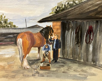 ORIGINAL PAINTING , watercolour figure , watercolour art Equestrian art