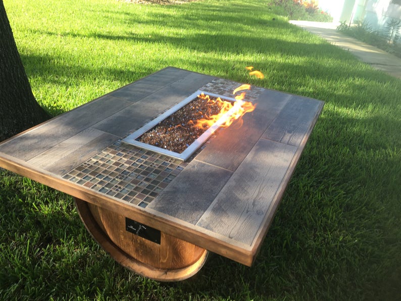 Coffee Table Height Wine Barrel Fire Pit