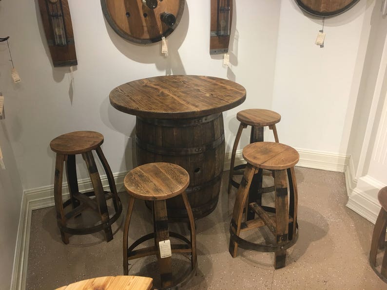 Bourbon Barrel Pub Table set Etsy