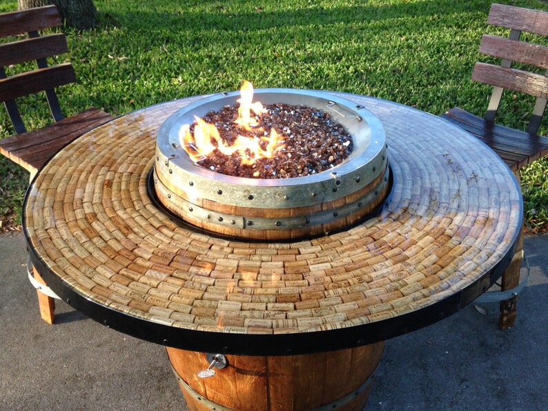 Wine Barrel Gas Fire Pit And Patio Table Image 0