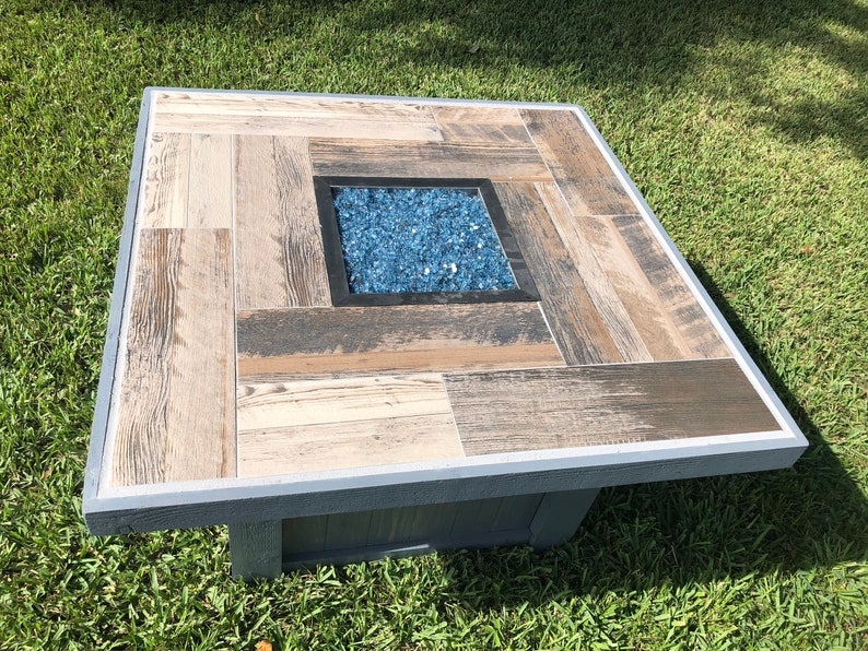 Square Rustic Coffee Table Fire Pit Etsy