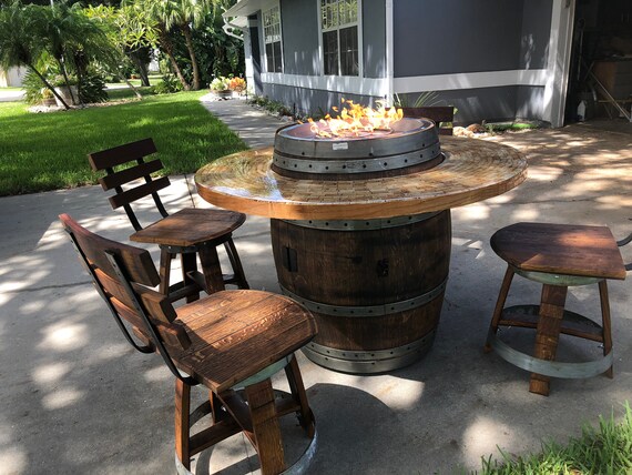 Wine Barrel Patio Table Fire Pit With Chairs