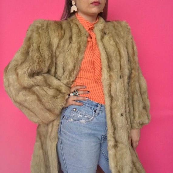 1940s Fur Coat / 40s Blonde Fur Coat / Balloon Sle