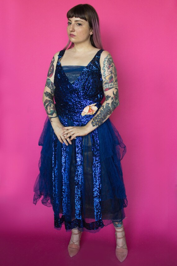 1920s Dress / 20s Sequin Lamé Dress / Antique Flap