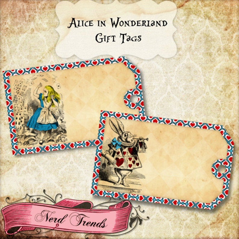Alice in Wonderland Gift Tags Printable Birthday Party Tags | Etsy