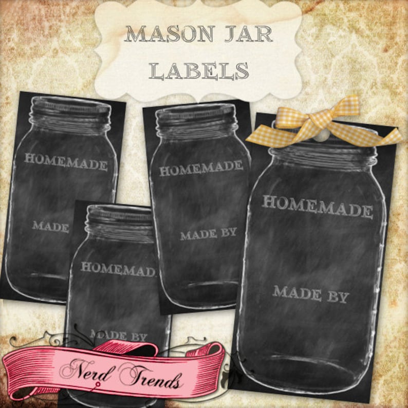 Mason Jar Printable Chalk Tags Chalk Labels Canning Jar Etsy