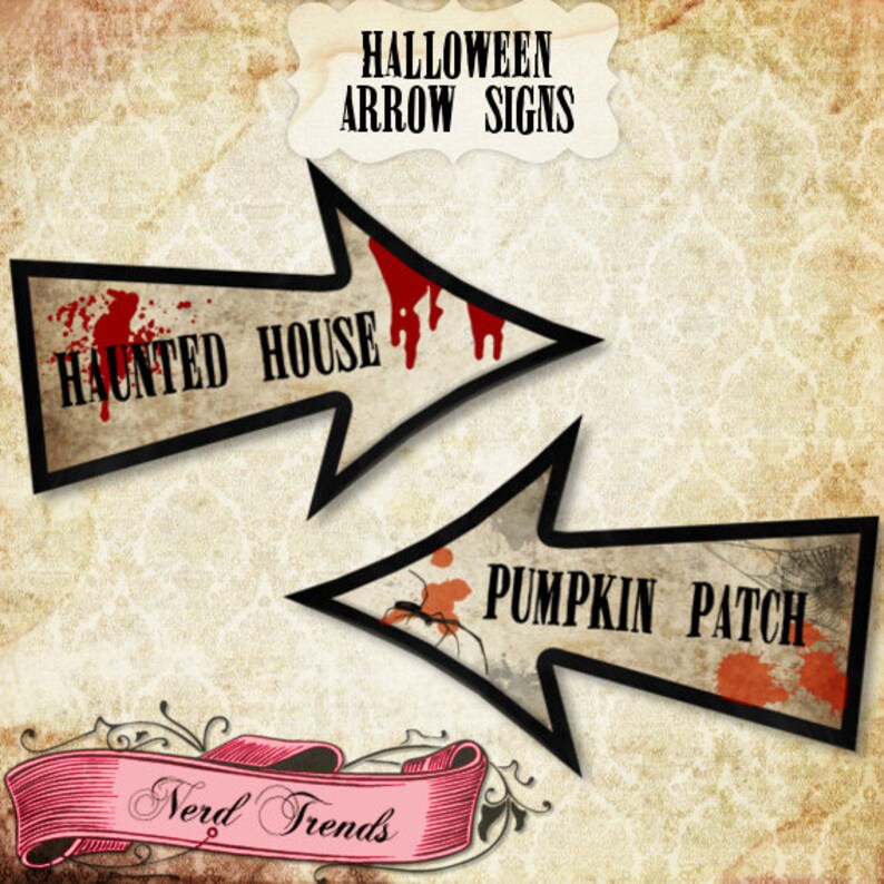 Halloween Party Signs Haunted House Arrow Signs Halloween | Etsy
