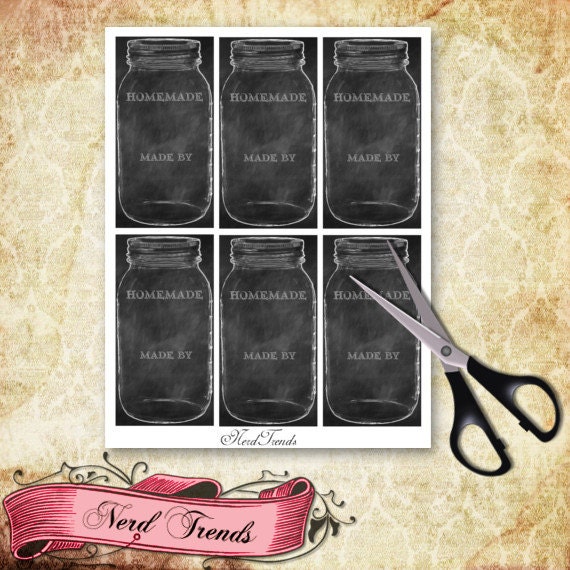 Mason Jar Printable Chalk Tags Chalk Labels Canning Jar Etsy