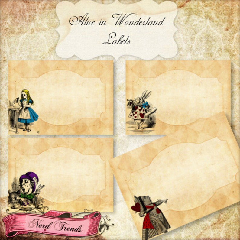 Alice in Wonderland Labels Wonderland Gift Tags Printable Etsy