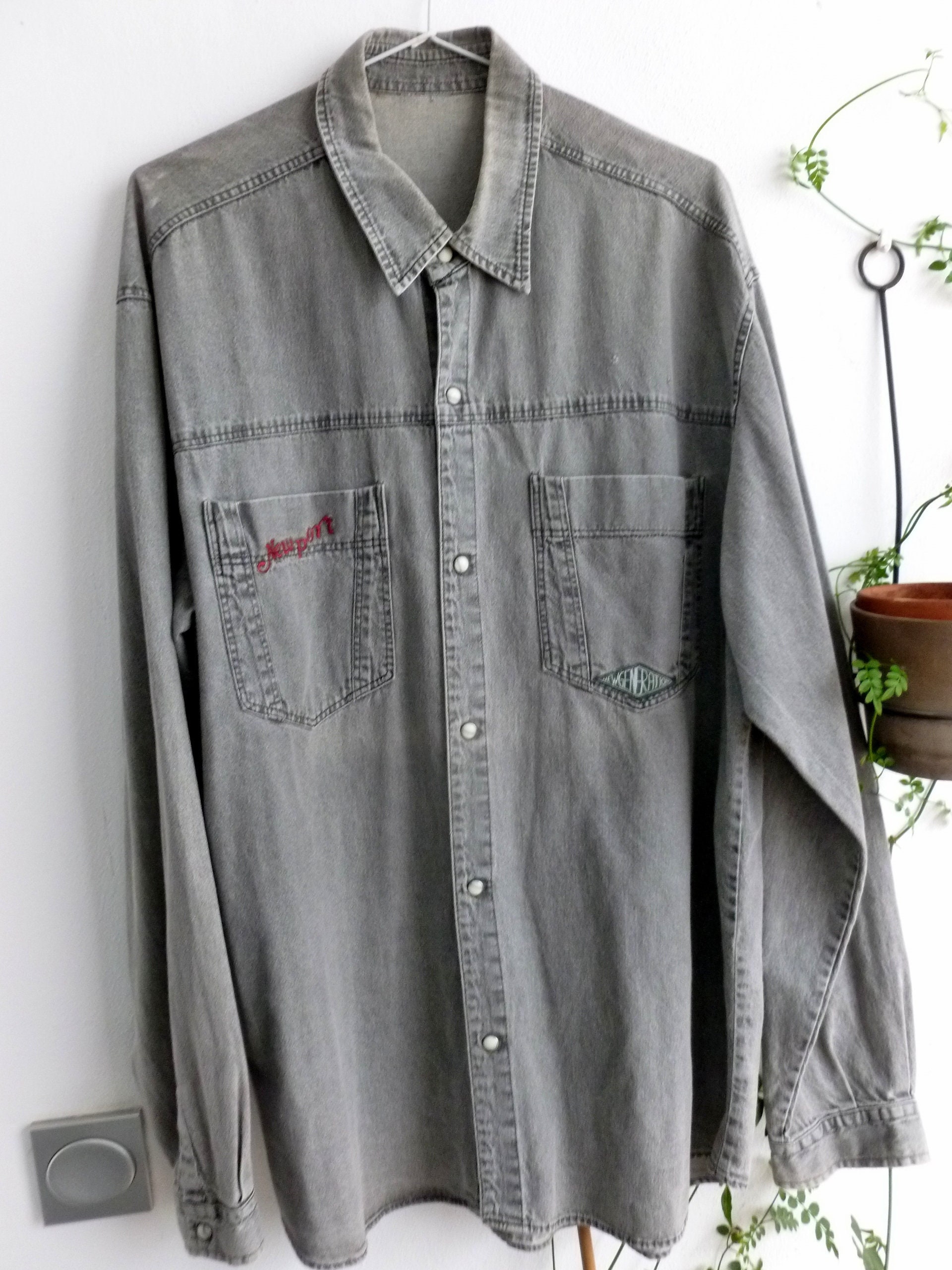 Gray Denim Shirt Etsy Australia