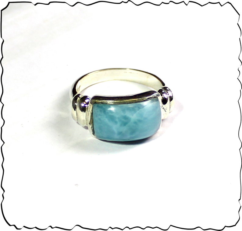Excellent Natural Sky Blue Larimar .925 Sterling Silver Ring #7.5
