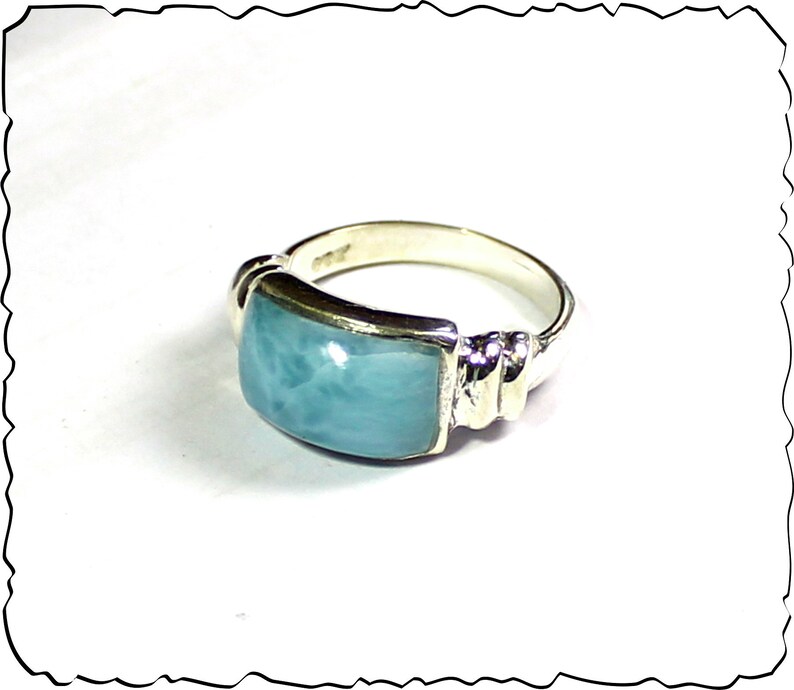 Excellent Natural Sky Blue Larimar .925 Sterling Silver Ring #7.5
