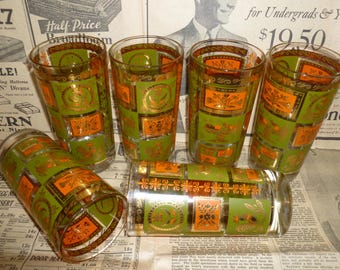 A Vintage Set of "Colony" Highball Bar Glasses from the 1970's / Set of 6 / Good Condition / Vintage Bar Decor