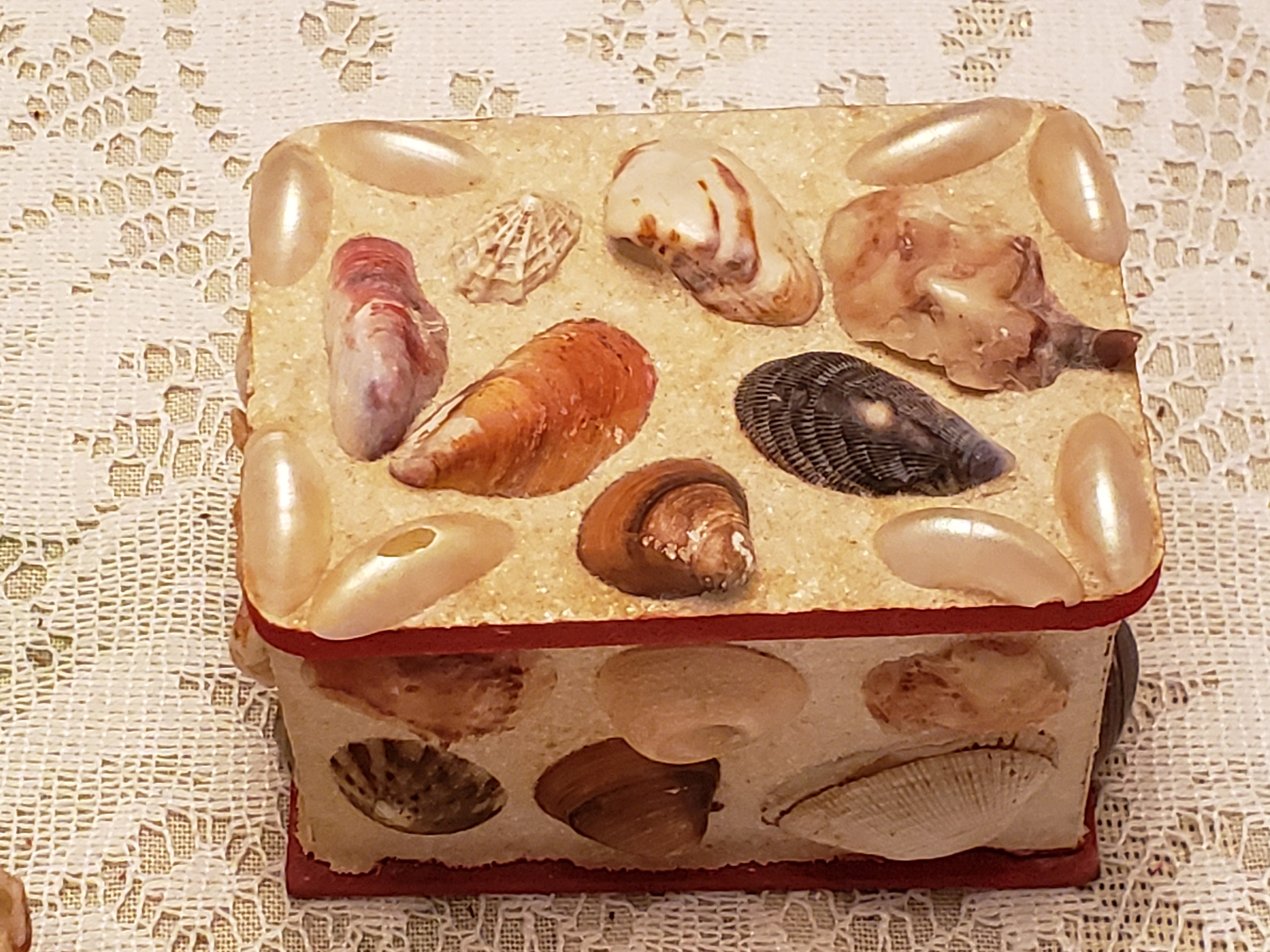 Treasure Shell Vintage 1960's Lot of 2 Sea Shell Treasure Chest Jewelry Trinket Boxes ...