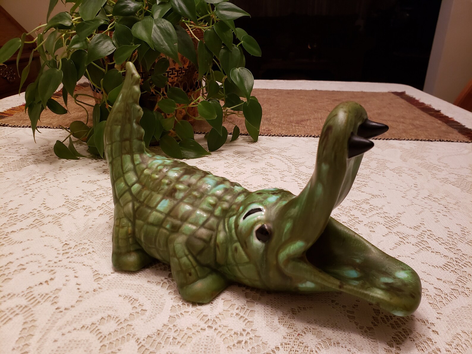 Vintage 1970's Ceramic Big Open Mouth Alligator Ashtray Etsy