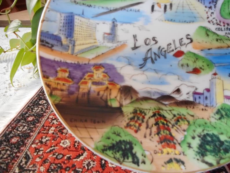 Vintage Porcelain Los Angeles Tourist Plate Etsy