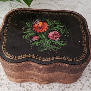 Faux Leather Handpainted Hinged Box  ***FREE SHIPPING***