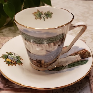 Vintage Bone China Made in England Demitasse Cup & Saucer Niagara Falls Souvenir