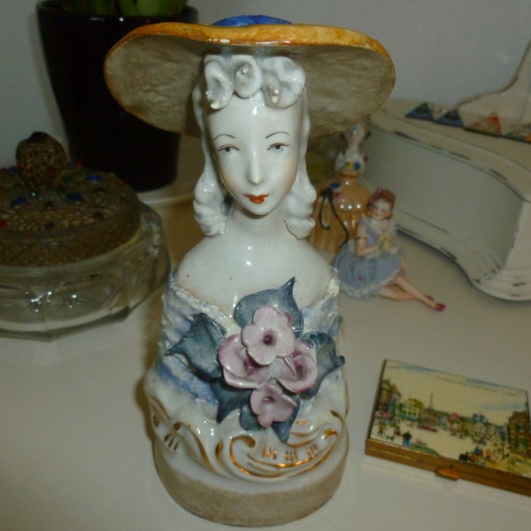 A Wonderful Vintage "CORDEY" Victorian Lady Porcelain Bust Figure / Collectable / 1940's