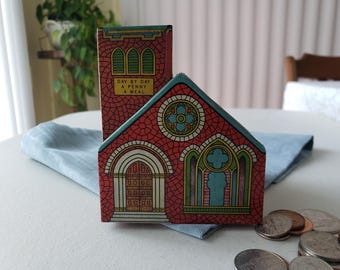 Vintage J. Chein Company Tin Church Bank ***FREE SHIPPING***