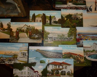 Beautiful Vintage Color Postcards Of California / Pasadena / Long Beach / Hollywood / Beverly Hills /Celebrity Homes 1930's-1940's