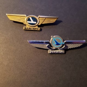 Vintage Lot of 2 Plastic Junior Pilot Wing Pins - Eastern Airlines & Republic Airlines  ***FREE SHIPPING***