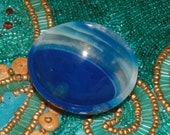 Banded Blue Onyx Crystal Gem Stone Bowl Handmade Beauty Reiki Healing Feng Shui Aura Meditation Chakra Spiritual Lightworker