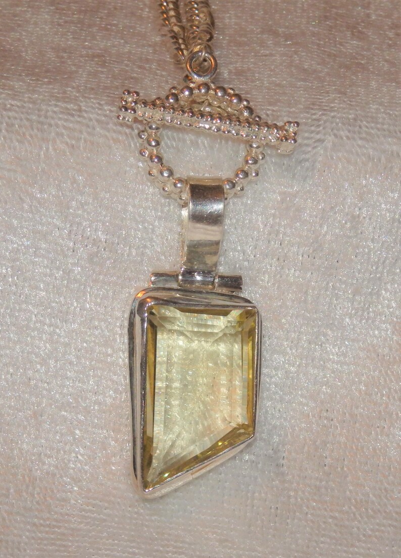 Gorgeous Fancy .925 Sterling Silver Faceted Citrine Necklace ~ An Elegant Unique Artwork Jewelry Piece ~ Gemstone of Success ~ One Of A Kind