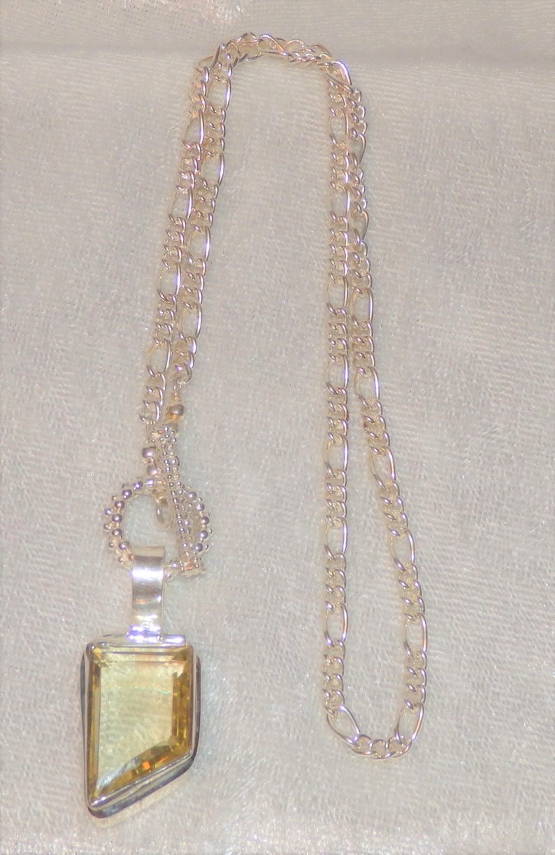 Gorgeous Fancy .925 Sterling Silver Faceted Citrine Necklace ~ An Elegant Unique Artwork Jewelry Piece ~ Gemstone of Success ~ One Of A Kind
