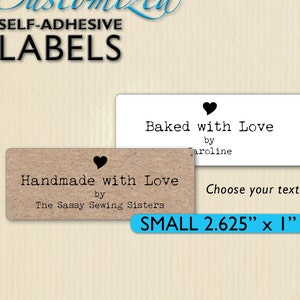 Handmade with Love Labels, Custom Stickers, Heart, Baked with Love, Brown Kraft, Shop Packaging, Homemade Box Labels, Personalized