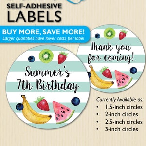 Obst Aufkleber, Tutti Frutti Geburtstagsgeschenk Aufkleber, Party Dekor, Zwei-tti Fruity, Hallo Sommer Streifen, Leckerlibeutel, Erdbeeren, personalisiert