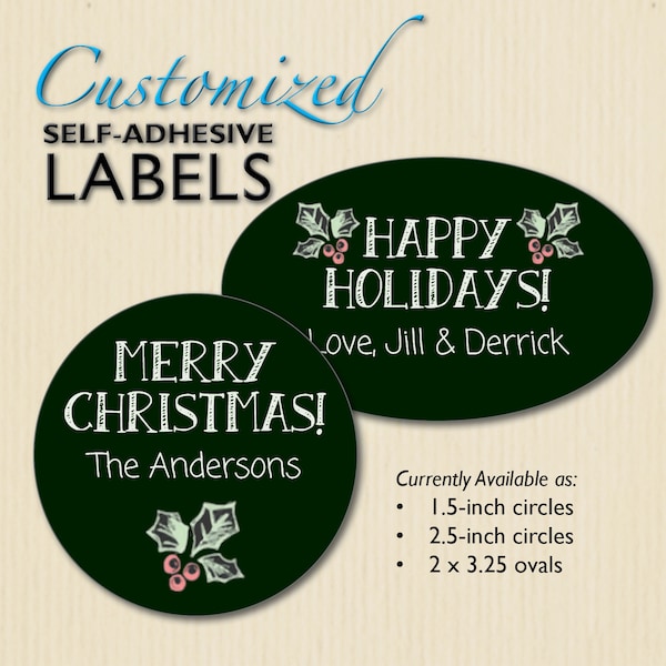 Custom CHALKBOARD CHRISTMAS Label, Christmas Packaging, Teacher Gift, Mason Jar Label, Holiday Gift Tag, Envelope Seal, Personalized Sticker