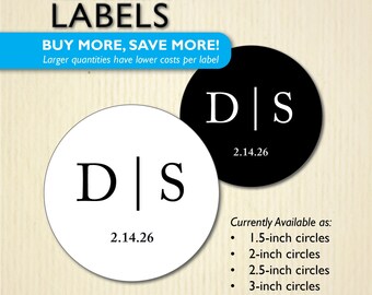 Wedding Couple Initial Stickers - for Guest Hotel Bag, Envelope Seals, Treat Bags, Donut Boxes, Cookies, Snack for After, Party Favor Labels