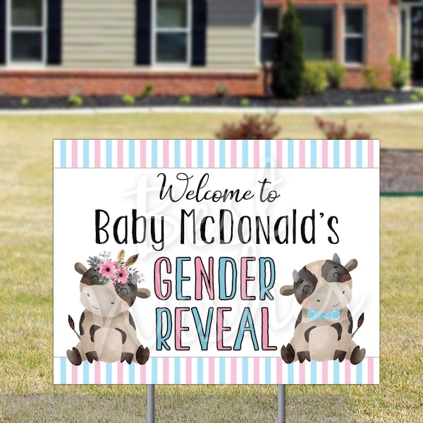 Gender Reveal Cow Themed Cake Toppers Etsy