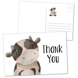 Kuh-Dankeschön-Notizpostkarten, Babyparty am Bauernhof, Färse oder Stier, Geschlecht offenbaren, Kuh-Geburtstagsfeier, 100x150