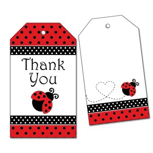 Etiquetas de agradecimiento con forma de mariquita + bolsas de regalo transparentes opcionales: para baby shower de la pequeña, golosinas para el primer cumpleaños, galletas, mezcla de frutos secos y caramelos