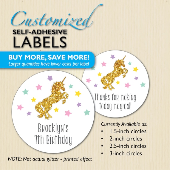 Pastel Fantasy Girl Birthday Party Candy Favor Stickers Unicorn Kiss Labels