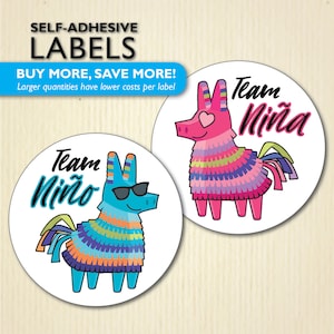 24+ 2,5-inch Gender Reveal Party Piñata Stickers, Team Niño, Team Niña, Mexicaanse Fiesta Baby Shower, Taco bout a Baby, Team Boy, Team Girl
