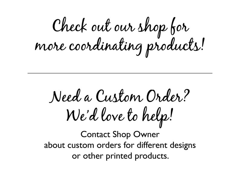 Puede incluir: Fondo blanco con texto en escritura negra. El texto dice: "&iexcl;Visita nuestra tienda para m&aacute;s productos coordinados!" y "&iquest;Necesitas un pedido personalizado? &iexcl;Nos encantar&iacute;a ayudarte!" Contacta con el propietario de la tienda.