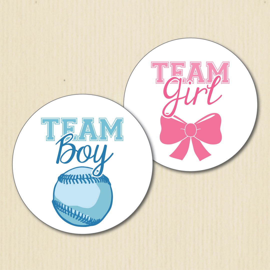 BASEBALL and BOWS Gender Reveal Party Sticker Team Boy Team Etsy
