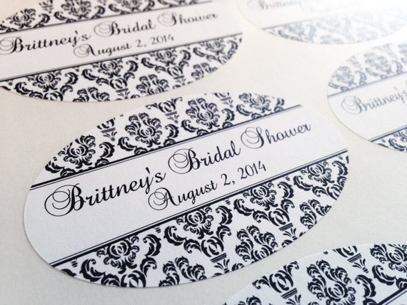 Custom 3.25x2 DAMASK Labels Oval Sticker Wedding Favors | Etsy